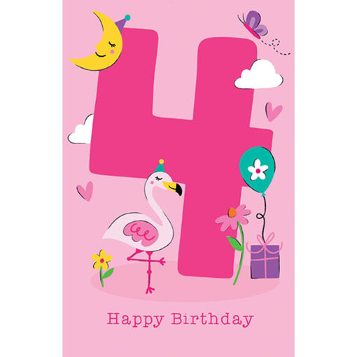 Picture of 4 BIRTHDAY CARD FLAMINGO